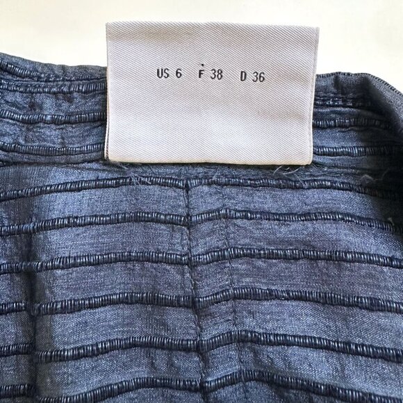 Akris Punto Blue Tone Blazer Sz 6 Jacket 100% Silk Striped Textured Office Siren - Picture 8 of 10